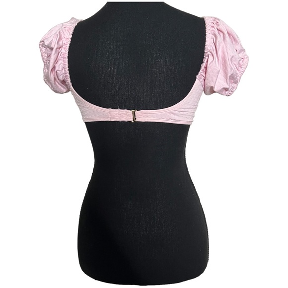 Target Xhilaration Short Puff Sleeve Bikini Top Small Women’s Pink. - Picture 3 of 4